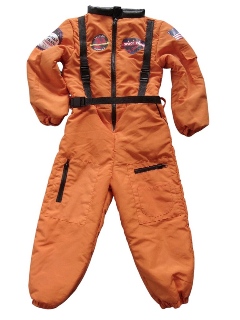 Astronaut Orange Costume Child Size 7 Insulated Flight Suit USA Flag HALLOWEEN